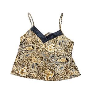 Vtg Gilligan O'Malley Cami Size XL Lingerie Satin Velvet Trim Y2K Paisley